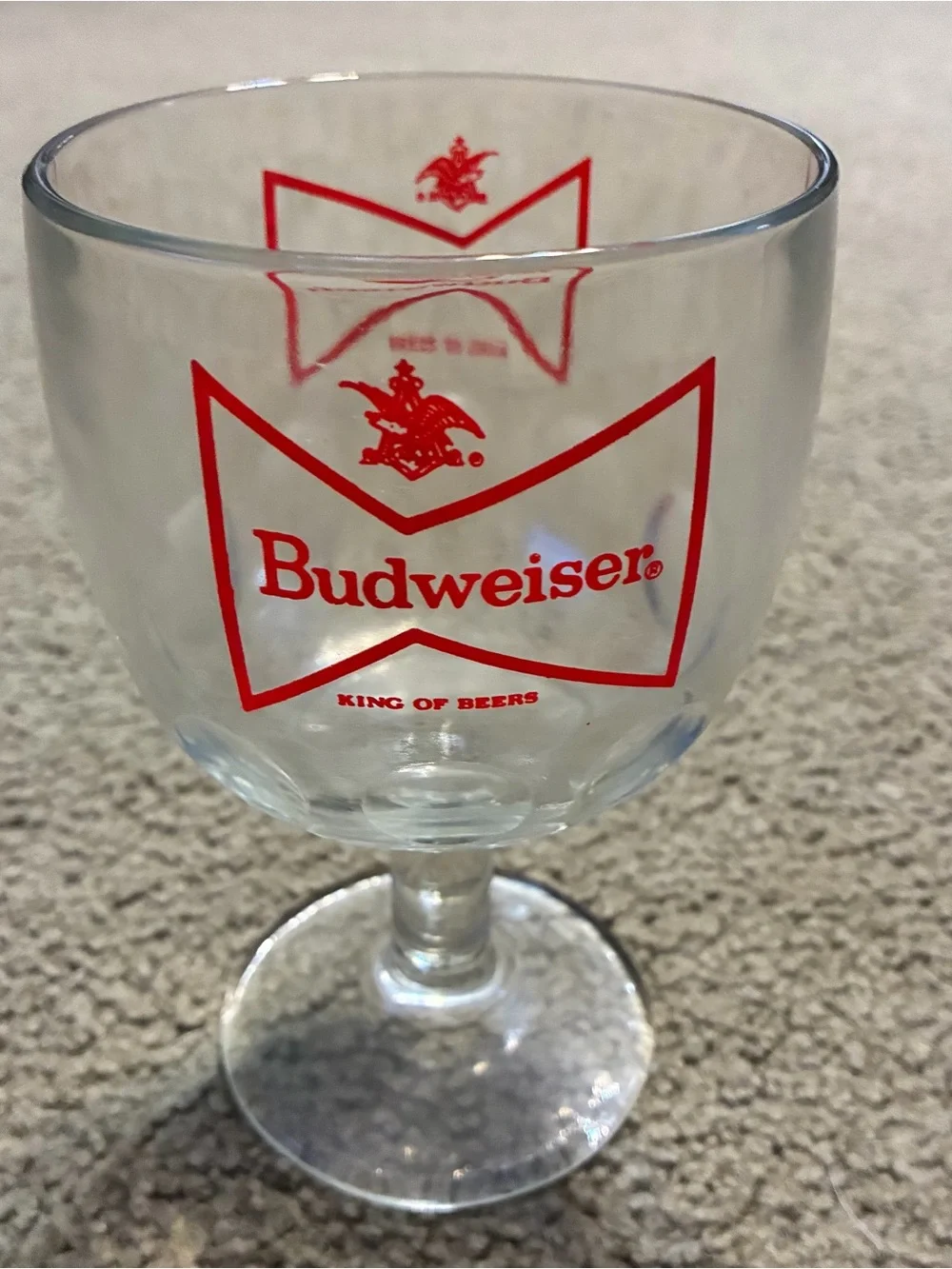 Vintage Budweiser Bowtie Thumbprint Beer Glass Goblet Chalice 6